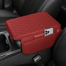 12.4*7.48in Upgraded Dual Side Storage Car Center Console Cover, Super Soft Microfiber PU Leather Car Armrest Pad Mat, Dual Pocket/No Pocket Styles, Universal Car Armrest Storage Box, Suitable For Cars, RVs, Most Vehicles Interior Accessories