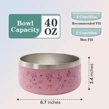 Dog Bowl Medium Breed - 4 Cup Non Slip Anti Rust, Insulated Metal Stainless Steel Dog Bowls - Spill Proof Heavy Duty - Water Bowl For Dogs, Dishwasher  (32 Oz, Happy Thoughts),13360811 - 薑色 - 查看 5