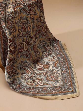 1 pieza Pañuelo cuadrado de mujer de 60 cm con estampado de paisley versátil, que se puede usar para accesorizar bolsos y atuendos