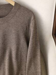 GIGOGOU 女士薄款保暖休闲毛衣上衣，柔软舒适，简约时尚，秋季服装 - 咖啡棕 - 查看 5