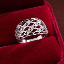 1pc Minimalist Hollow Geometric Design Cubic Zirconia Inlaid Women Ring - Multicolor - View 4