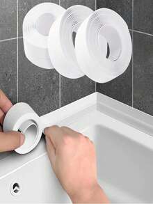 1pc/3pcs/5m White PVC Self-Adhesive Sealing Strip, Waterproof Sealant Tape For Bathroom, Kitchen Sink, Countertop, Bathtub, Bathroom Wall Corner, Home Bathroom Decor, Autumn Decor, Back To School - White - View 5