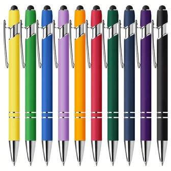 10Pc Premium Ballpoint Pens With Touchscreen Stylus Tips - Smooth Writing And Precise Touchscreen Control For Everyday Use