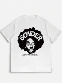 New Stylish Sonder Graphic Print For Men Men Couple Fashion T-Shirt Street Short Sleeve Cotton T-Shirt Comfort-Fit Crew Neck T-Shirt-Ultra-Soft Breathable Moisture-Wicking Casual Summer TeeChristmas Gift For Family Friends Men Size S-9XL - màu đen - Xem 2