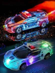 1pc Children's Electric Light & Sound Car Toy, Battery Operated Rotating Toy Vehicle, Suitable For Toddler Boys & Girls, Birthday Gift, Blue/Black/White