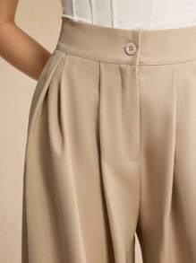 Pantaloni casual da donna a gamba dritta con tasche vere, tinta unita, alla moda, autunnali