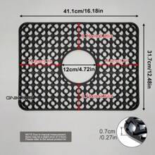 Silikonschutz für Spüle, mit Ablaufloch in der Mitte, hitzebeständig und rutschfest, spülmaschinenfest, Spülbeckenmatte für den Boden von Landhausküchen-Edelstahlspülen, rutschfeste Küchenmatten für die Seite der Spüle, natürliches und hygienisches Küchenessential für Zuhause und Küchendekoration, Teil Ihrer gemütlichen Herbst- und Winterstile sowie Weihnachtsdekorationen