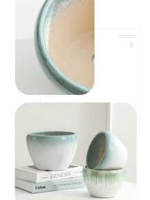 Chậu hoa gốm có khay, phong cách hiện đại tối giản cho cây xanh - Nhiều màu - Xem 9