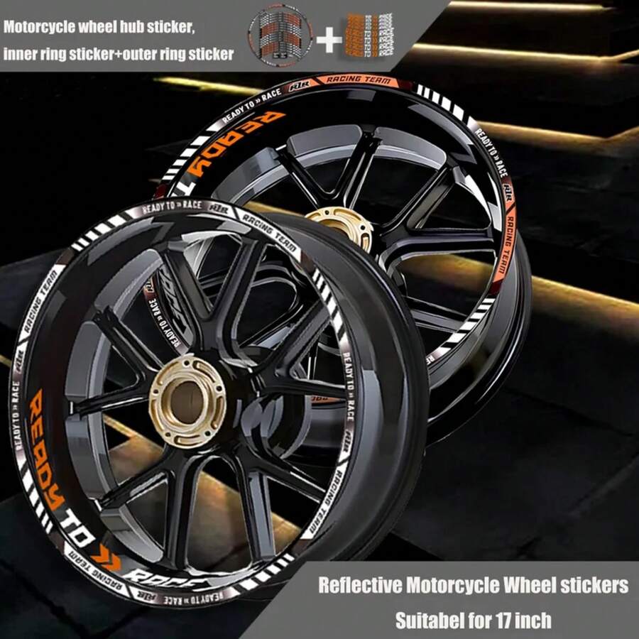 Pegatina Reflectante para Rueda de Motocicleta, Pegatina de Franja para Rin y Cubo, Listo para Correr, Cinta Adhesiva, Accesorios Impermeables para KTM 390/690/790/125 RC - R2R 01-MULTI - Ver 1