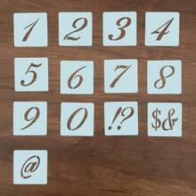 65 piezas de plantillas de plástico reutilizables de 2 pulgadas con letras, números y símbolos en estilo caligráfico para pintura en madera - plantillas de arte y manualidades, de vuelta a la escuela, útiles escolares - lechoso - Ver 8