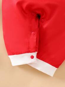 2pcs/Set Christmas Santa Claus Cartoon Baby Jumpsuit + Santa Hat, Autumn/Winter