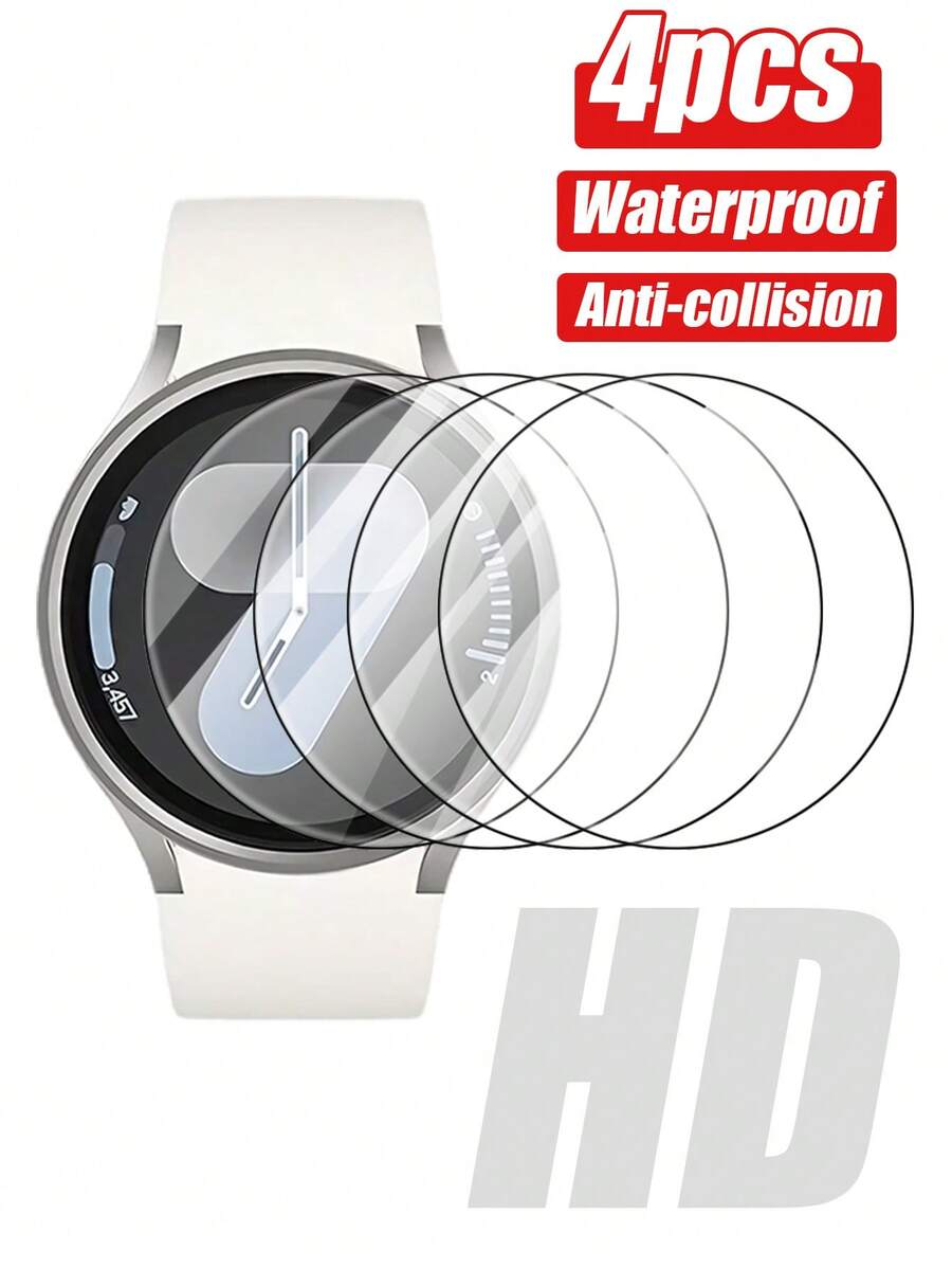 MSRI 4片裝,適用於 Galaxy Watch5 Pro 45mm/Watch4 Watch6/Galaxy Watch4 5 Pro 6 Classic 40mm 44mm 43mm 47mm,高清晰度全覆蓋鋼化玻璃,高硬度-防摔,友善設計兼容所有保護殼,防刮、防水、防指紋 - 無色 - 查看 1