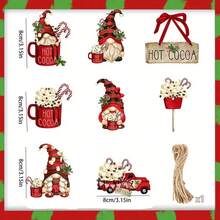 24pcs Christmas Santa Claus Ornaments, Christmas Tree Ornaments, Holiday Gift Box Tags, Room And Windowsill Decorations, 2D Flat