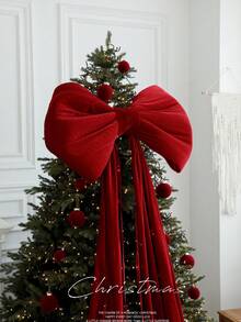 Fluffy Large Velvet Christmas Bows Giant Christmas Bows For Backdrop Party Room Wall Decor Christmas Tree Decoration - Burgundy - View 12