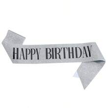1Pc,'Happy Birthday' Sash Ribbon For Women And Men,Happy Birthday Sash Hot Pink White Rose Gold Black With Iridescent Foil Sash For 16th 18th 21st 30th 40th 50th 60th 70th 80th 90th Birthday Sash Gift Or Any Bday Party Birthday Party, For Any Age