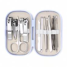 修甲套装、女士美容套装、修脚套装、指甲钳、专业美容套装、美甲工具礼品（带旅行盒）适合男女赠送朋友父母 - 彩色 - 查看 8