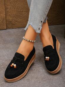 2025 New Thick Sole Fringe Slip-On Loafers Women Retro Casual Platform Fisherman Shoes