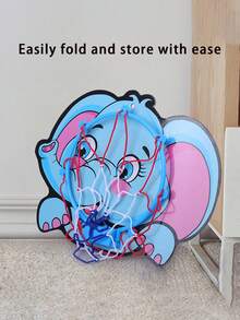 1套儿童卡通动物篮球套装，运动篮球玩具，包含迷你篮球和壁挂式气泵。这是一款室内外运动玩具，适合3岁以上男孩和女孩的互动球类玩具，可折叠篮球架，适合室内外运动投篮。