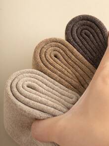 1/5 双男士纯色休闲商务保暖加厚舒适中筒袜，适合春夏日常穿着 - 彩色 - 查看 4