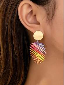 1 Pair Stylish 2025 New Vintage Minimalist Delicate Leaf Design Earrings, Unique Personalized Small Accessories, Versatile Gift For Women Daily Wear - Leaf Earrings - View 2