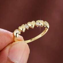 1pc Petite Heart Arrangement Design Cubic Zirconia Inlaid Women's Ring - Multicolor - View 6