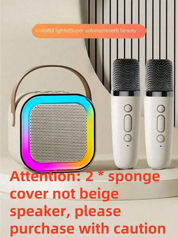 Cadeaux de vacances Mini machine karaoké avec 2 microphones, ensemble de haut-parleurs avec lumière RVB portable, machine karaoké pour la maison, microphone karaoké portable et haut-parleur, convient pour les réunions de famille et