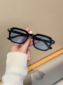 1 件女士柔软方形镜框塑料纹理时尚眼镜，带橘子图案，夏季海滩度假、户外和旅行配件 - 彩色 - 查看 5