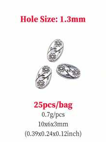 25pcs Oval Small Hole Flower Beads For DIY Crafts - Antique Silver - View 3