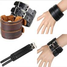 1 Peça Pulseira Em Camadas Duplas Com Design De Nicho Para Homens, Com Detalhe De Anel E Fivela Minimalista, Acessório De Joalheria Vintage