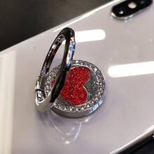 1 pieza Soporte de anillo de teléfono metálico con forma de corazón brillante, adecuado para fijar a la funda del teléfono, soporte de agarre universal compatible con teléfonos Apple y Android, regalo para cumpleaños, familia y amigos, accesorios de teléfono compatibles con , teléfono Android, regalo para cumpleaños, familia, amigos, soporte de teléfono - Multicolor - Ver 6
