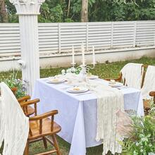 5pcs Ruched Table Cloth, 35*71 Inches, Cheese Cloth, Suitable For Wedding, Reception, Bridal Shower, Party, Birthday, Daily Dining Table & Chair Decor - Multicolor - View 15