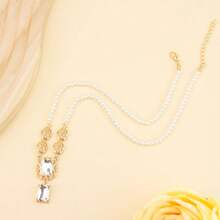 1 pezzo Collana da donna minimalista in stile mediorientale arabo con perline, pendente a goccia floreale in metallo, gioiello adatto per matrimoni tradizionali, celebrazioni di Eid