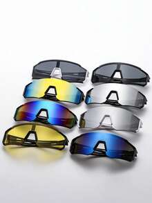 Large Frame Sports Fashion Glasses For Men And Women, Colorful Reflective Fashion Glasses, Suitable For Summer Sun Protection, Beach Vacation, Outdoor Sports, Mountain Climbing Fishing, Cycling, Shopping And Photography Accessories