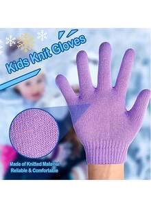 12/1 Paio di guanti invernali caldi per bambini - guanti a maglia morbida a dita intere per climi freddi con polsini elastici, disponibili in più colori (nero mostrato), adatti per bambini e bambine, lavare a mano, protezione dal freddo (colore casuale dei guanti)