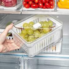 Organizador de Geladeira 3,8 Litros Cesto Com Tampa Multiuso Alimentos Verduras e Vegetais - Transparente - Visão 8