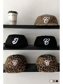 1pc Soft Top Flat Bill Hat, Retro Skateboard 5-Panel Cap, Women Camouflage Brim Hat, BiteBerry Original New American Letter Contrast Color Corduroy Plaid Baseball Cap, Unisex Fashion Casual Versatile Sun Hat, Outdoor Street Skater Hippie Chicks Style Cap - Multicolor - View 12