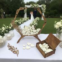 Rustic Wedding Guest Book With Wooden Box And 81 Tokens - Perfect For Anniversary, Birthday, And Special Occasions To Collect Heartfelt Messages, Wedding Guest Book - Multicolor - View 4