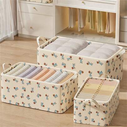 1pc Clothing Storage Box, Thickened Fabric Storage Basket, Clothes And Pants Storage Box, Dormitory Household Sundries Storage Basket, For Storing Baby Clothes And Dolls, Better Managing Space, Decorating Your Baby's Room