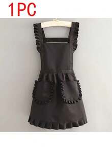 1pc Stylish Korean Apron, Waterproof And Stain Resistant, Apron Cute Lace Skirt Apron,Black Stain Resistant Apron,Sleeveless Apron,For ,Home, Kitchen,Nail Shop,Cooking, Baking, Nail Salon, Women Work Uniform,Coffee Smock,Home Cooking Clean Sleeveless Bib Apron