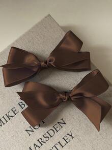 6个/3个/2个/1个装 女士 4.72英寸/12厘米 黑色/米色/棕色 双层蝴蝶结发夹，优雅简约复古街头风，适合日常佩戴、通勤、旅行、上学、派对、送礼，爪夹、发夹、发卡、鳄鱼夹，秋季时尚，秋冬女装，蝴蝶结，可爱，发饰，头饰，发夹 - 彩色 - 查看 14