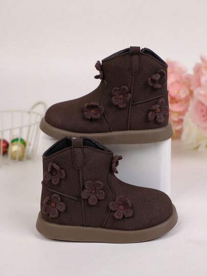 1 Pair Children's Fashionable, Comfortable And Versatile Boots With Side Zipper Design, Suitable For Family Gatherings, Outdoor, And School