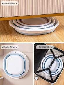 3/1pc Foldable Bathroom Basin, Underwear Cleaning Basin, Foot Soaking Bucket, Dirty Clothes Basket, Bathroom Accessories, Easy To Carry Back To School Season Accessories, Back To School Supplies, RV Apartment Bathroom Tools