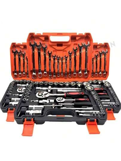 46pcs Ultimate Automotive Mechanic Tool Kit - Premium Ratchet Torque Wrench And Screwdriver Set - Super Portable, All-In-One Solution For Car, Bicycle, Motorcycle Repair Tools