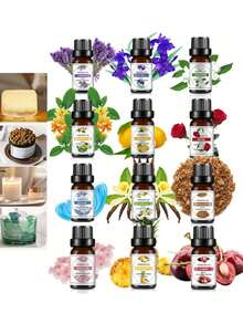 10ml Essential Oil, 10ml Fruity Blissful Essential Oil Single Product -Pineapple, Lemon, Cherry, Coconut, Strawberry And Rose, Bluebells, Vanilla, Lavender And Other 10ml Aromatherapy Essential Oils, Used To Relax And Enhance Mood Gifts Birthday Graduation, Suitable For Aromatherapy, Humidifiers, Car Aromatherapy, Diffuser, Candle Making,