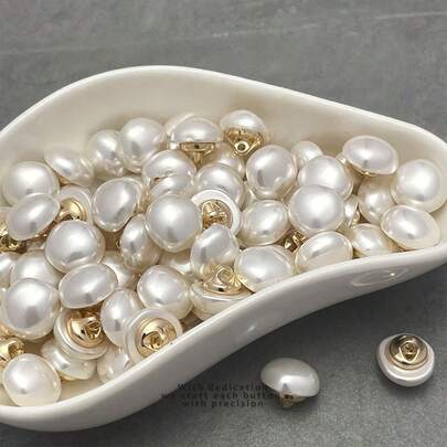 5pcs Versatile Asymmetrical Faux Pearl Buttons With High-Gloss Colored Mushroom Buckles, Featuring A Premium Metal Base That Exudes Extraordinary Elegance, Suitable For Decorating Shirts, Cardigans, And Other Clothing Items