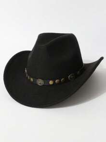 This Is A Solid-Colored Western Cowboy Hat Suitable For Both Men And Women, Featuring Detachable Rivet Inlay Decorations. Suitable For Cowboy-Themed Events, Vintage Parties, Cosplay, Fashion Nights, Festivals, Bachelor Parties, Birthday Celebrations, Stage Performances, And Daily Wear - Round Nail Bull Head Hat - View 11