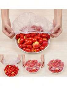 50/100/200/500pcs Disposable Food Wrap, Keeps Leftover Food Fresh, Elastic & Self-Sealing, Suitable For Covering Bowls & Dishes, Household Use
