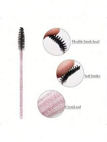 200/100/50/10 Pcs Mascara Wands, Eyeshadow Sticks With Containers, Disposable Angled Eyebrow Brushes, Eyelash Extension Brushes, Eyebrow Brushes, Castor Oil Brushes (Crystal Powder), Eyebrow Brushes, Eyeshadow Brushes, Spiral Brushes, Spiral Brushes - Multicolor - View 7