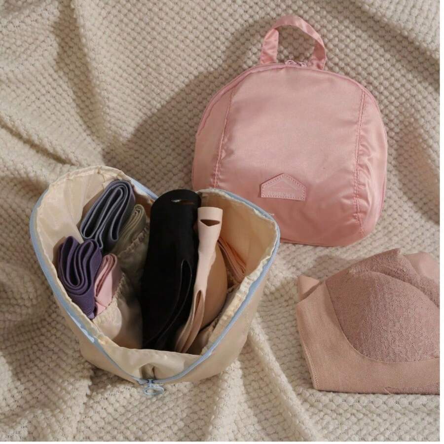 1pc Portable Spherical Travel Organizer Bag, 3-In-1 Underwear Storage Pouch With Small Compartment, Suitable For Storing Bras, Panties, Socks, Ideal For Trips And Luggage