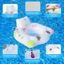 Inflatable Pool Floats Chair With Color Changing Light Solar Powered Water Floats For Adults With 2 Cup Holders 2 Armrests Beach Float Pool Sofa Pool Raft Lounge Pool Floaties For Adult - 1Pc - 查看 3